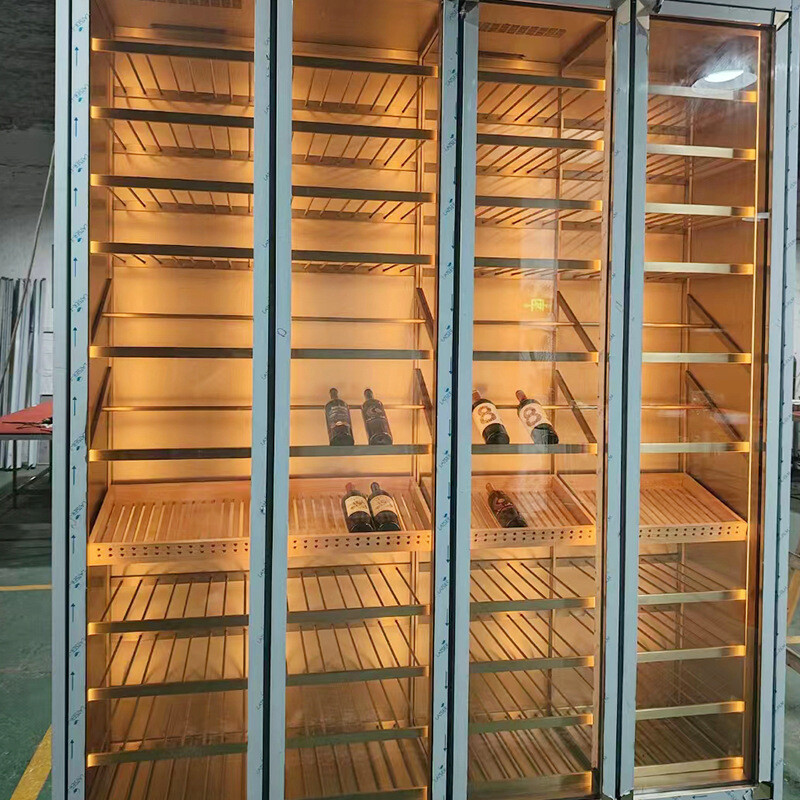 Stainless steel thermostatic wine cabinet Villa wine shelf foreign wine cellar decoration cigar constant humidity glass wine cabinet