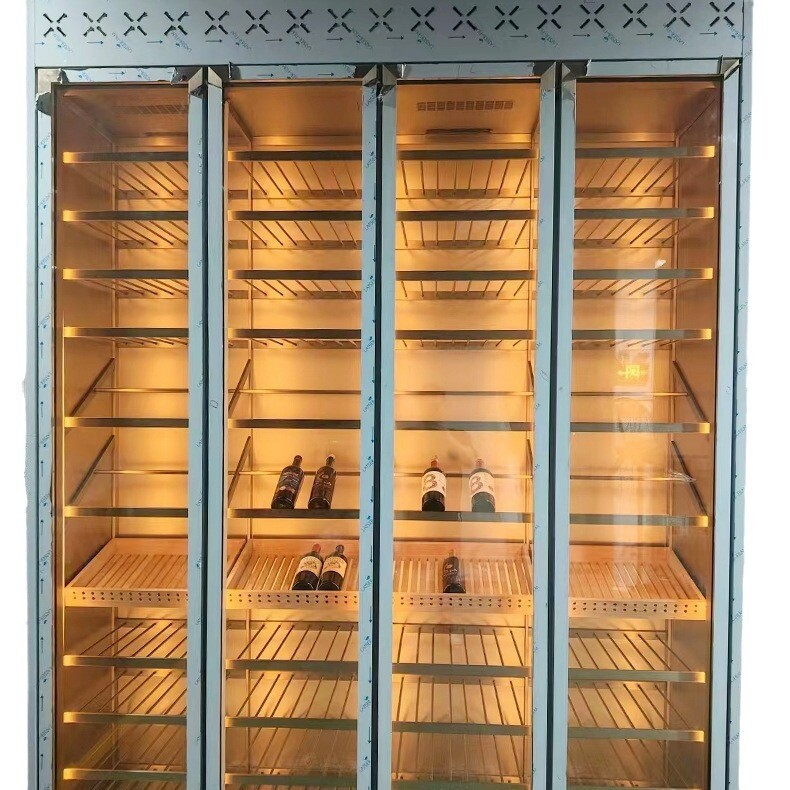 Stainless steel thermostatic wine cabinet Villa wine shelf foreign wine cellar decoration cigar constant humidity glass wine cabinet