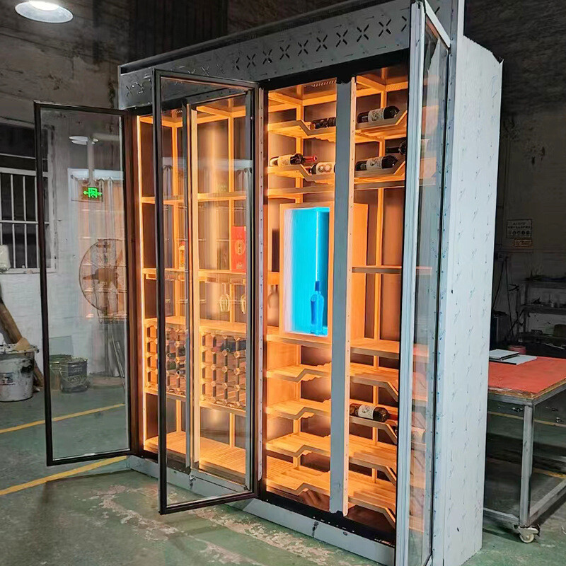 Oak thermostatic wine cabinet, villa wine shelf, red wine cabinet, private wine cellar, stainless steel wine cabinet