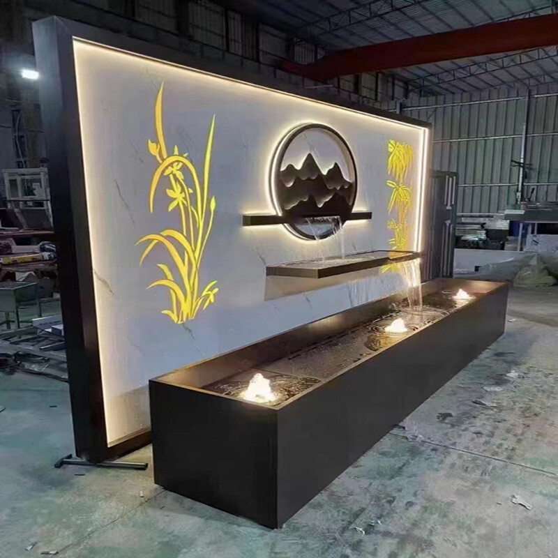 Villa entrance, entrance frame, courtyard background wall, feng shui wall, door partition, stainless steel screen