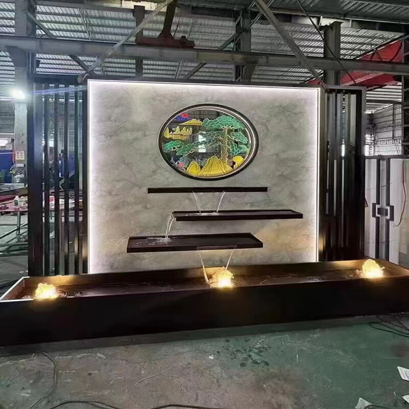 Villa entrance, entrance frame, courtyard background wall, feng shui wall, door partition, stainless steel screen