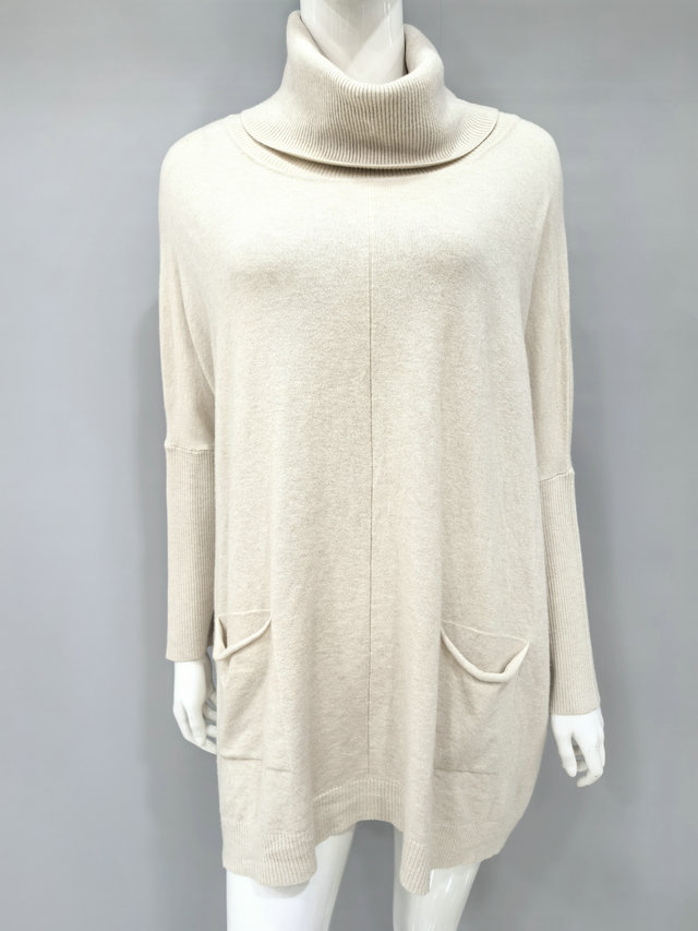 Loose fit high neck