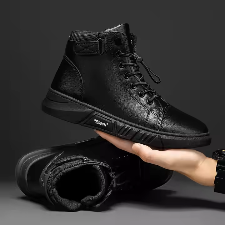 Men's Autumn New British Men's Boots Fashionable Casual High Top Men's Shoes Trendy Cargo Leather Boots