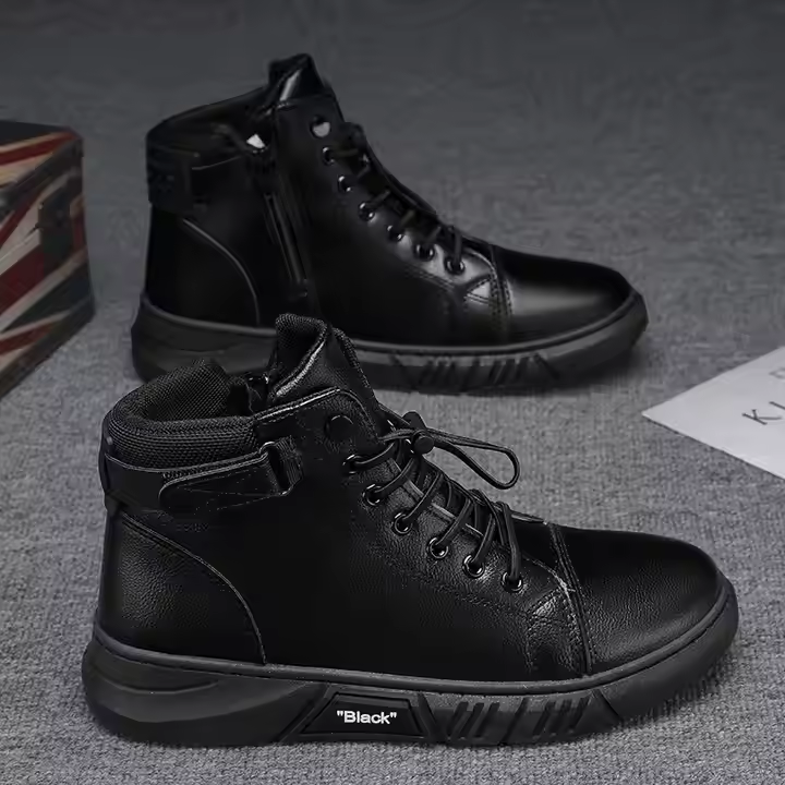 Men's Autumn New British Men's Boots Fashionable Casual High Top Men's Shoes Trendy Cargo Leather Boots