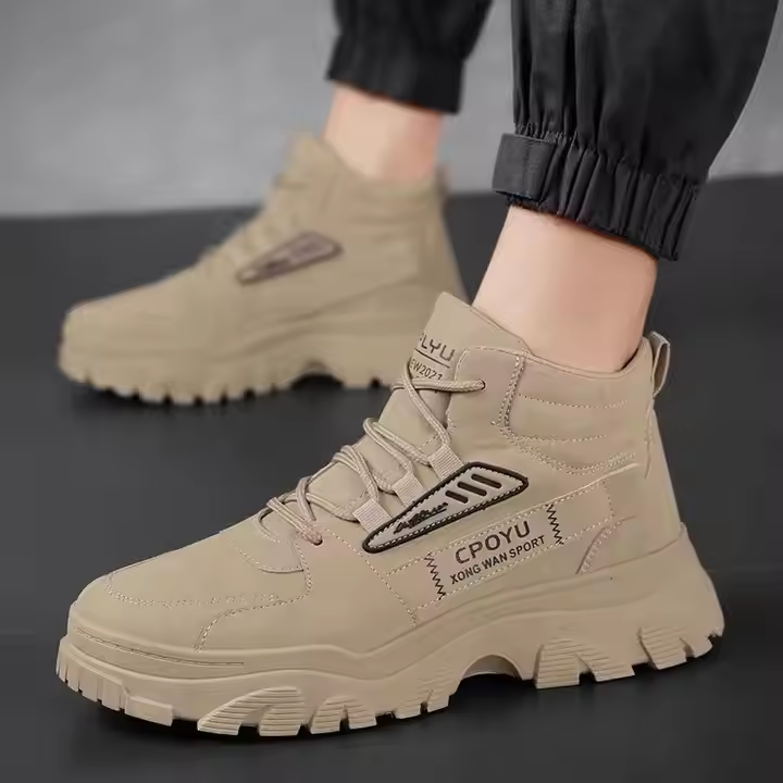 The new breathable high-top cargo shoes are fashionable and versatile, non-slip, waterproof and wear-resistant, and athleisure safety shoes
