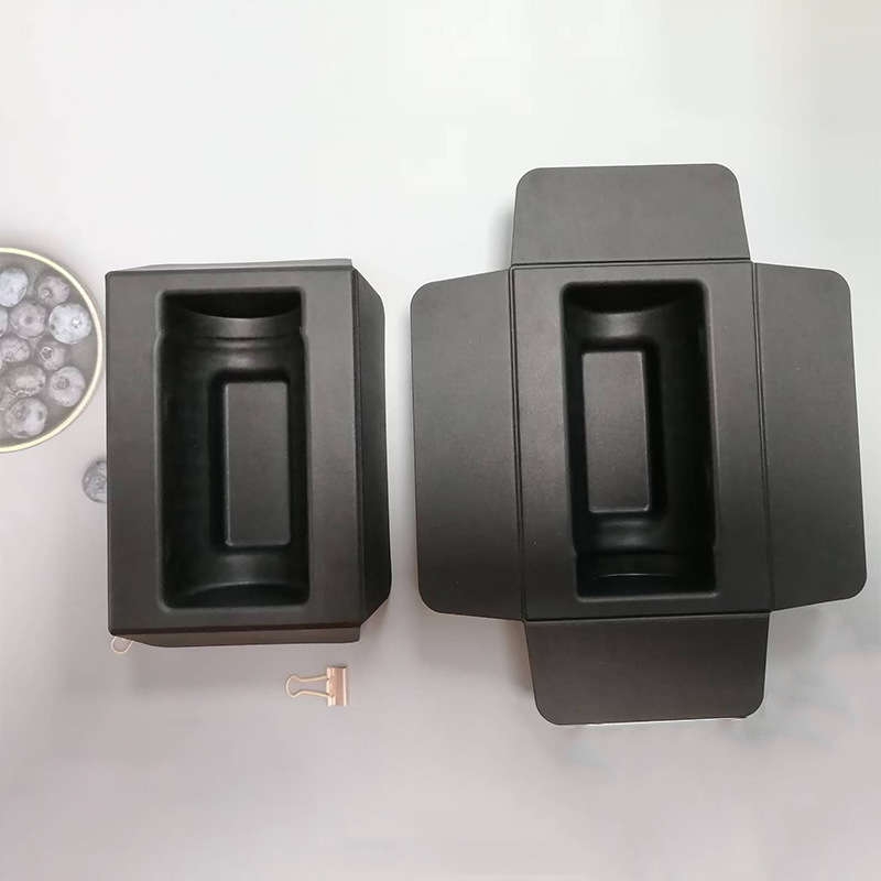 Black bottle liner made of wood pulp, recyclable packaging material, inner lining of the product is made of wood pulp, recyclable, black wet-pressed bottle liner with shock-absorbing paper inner lining.