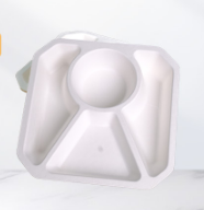 Environmentally friendly disposable fast food plates - four compartments paper plates with compartments, thickened pulp paper plates, eco-friendly fast food plates, serving plates for dishes.