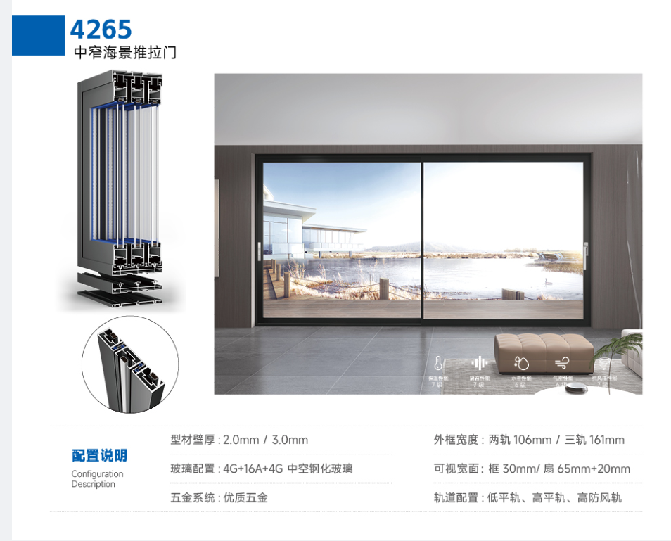 Broken bridge outer and inner flat frame window screen integrated window