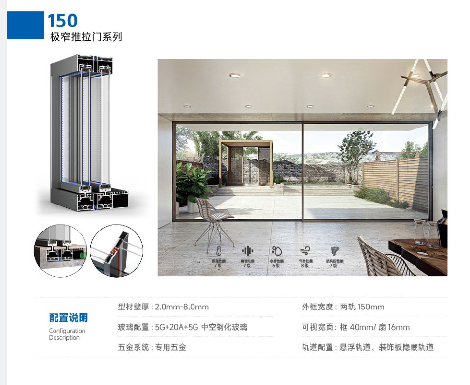 Broken bridge outer and inner flat frame window screen integrated window