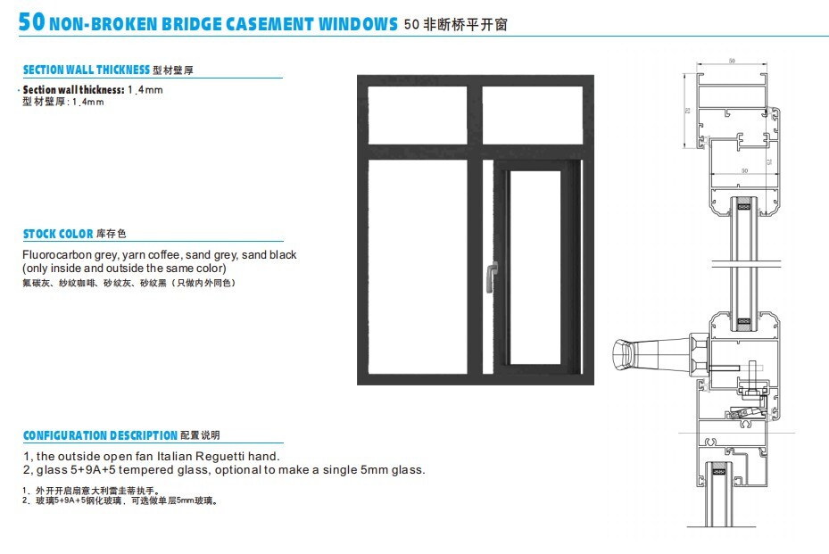 50 NON-BROKEN BRIDGE CASEMENT WINDOWS 