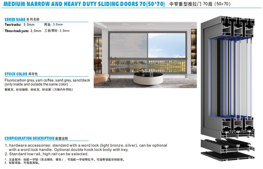 MEDIUM NARROW AND HEAVY DUTY SLIDING DOORS 50*70