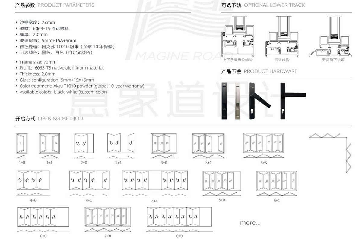 bi  fold doors/folding concertina doors/Non Broken Bridge Folding Door​​/Glass Door/Aluminum Glass Door/Aluminum Frame