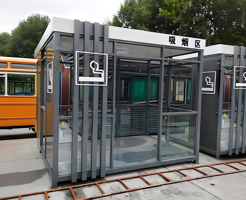 Public outdoor smoking booths