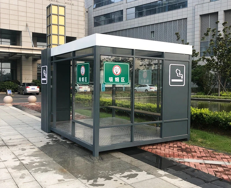 Public outdoor smoking booths