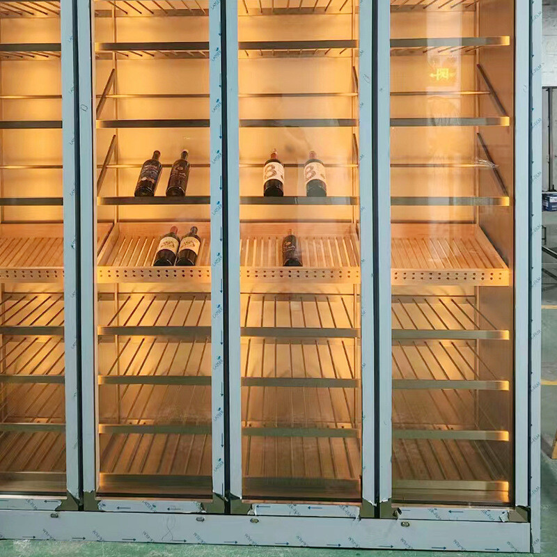 Stainless steel thermostatic wine cabinet Villa wine shelf foreign wine cellar decoration cigar constant humidity glass wine cabinet