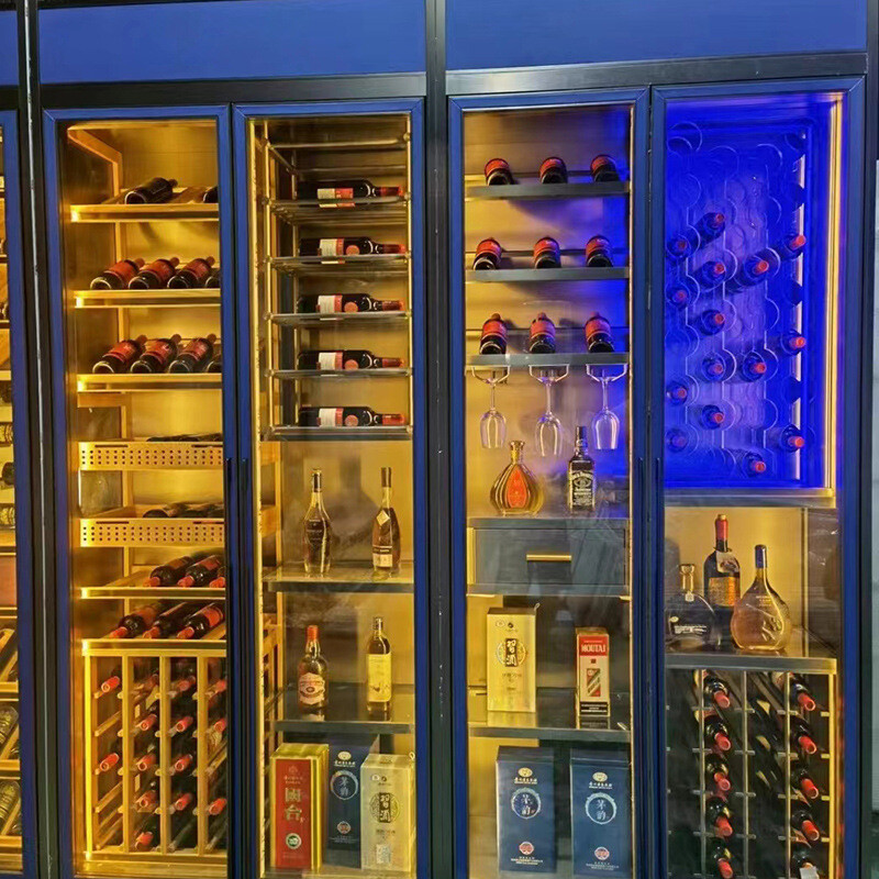 Luxury Reserve Edition Stainless Steel Constant Temperature Wine Cabinet Custom Store Commercial Wine Wine Dealer Stainless Steel Wine Cabinet