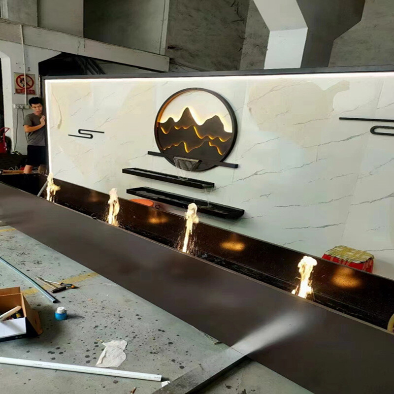 Villa entrance, entrance frame, courtyard background wall, feng shui wall, door partition, stainless steel screen