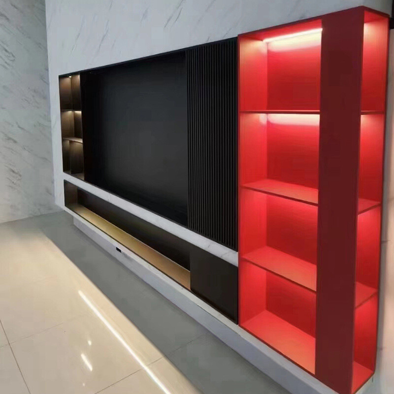Light luxury household stainless steel niche TV cabinet stainless steel screen partition background wall screen metal cabinet Light luxury household stainless steel niche TV cabinet stainless steel screen partition background wall screen metal cabinet