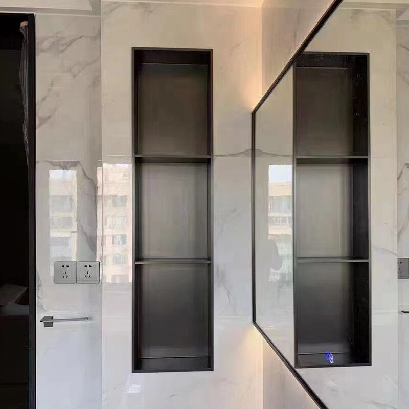 Light luxury household stainless steel niche TV cabinet stainless steel screen partition background wall screen metal cabinet