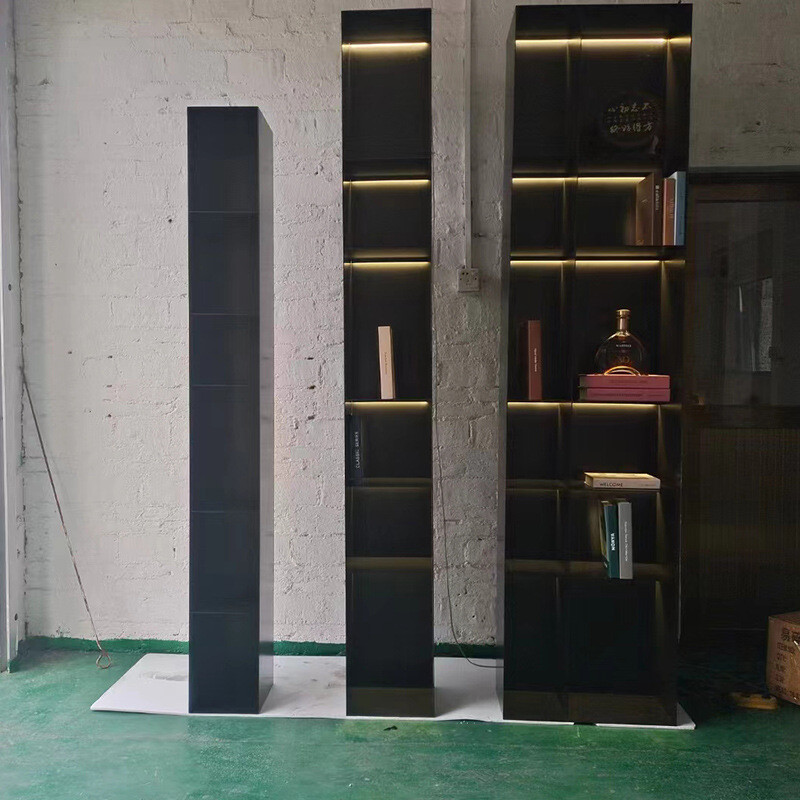 Light luxury household stainless steel niche TV cabinet stainless steel screen partition background wall screen metal cabinet