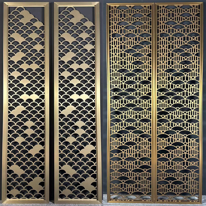Stainless steel screen, living room, entrance hall, hotel grille, hollow new Chinese-style light luxury lattice metal partition customization Stainless steel screen, living room, entrance hall, hotel grille, hollow new Chinese-style light luxury lattice metal partition customization
