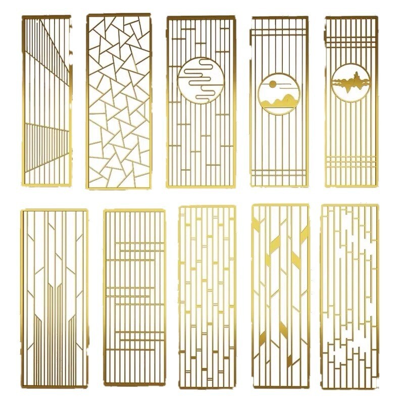 Titanium stainless steel screen, partition wall, light luxury living room, entrance hallway, lattice, modern and simple Chinese metal grille