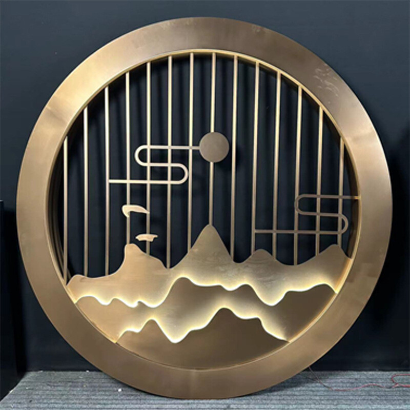 Stainless steel screen, hotel partition, aluminum carving, hollow metal rockery, grille, courtyard rockery decoration