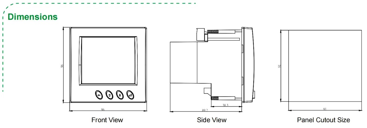 Panel Meter Dimensions Panel Meter Dimensions