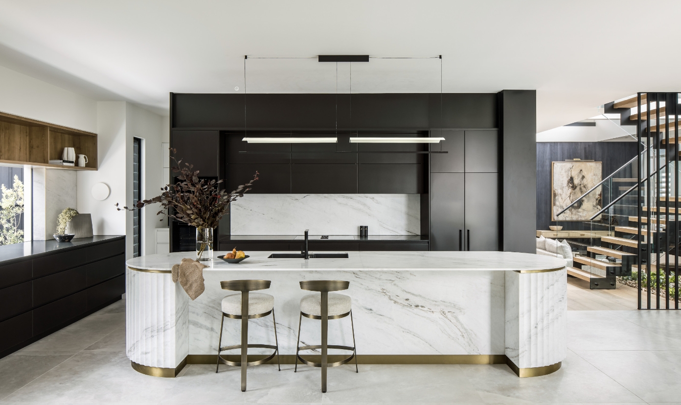 Modern Light Luxury Kitchen with Marble and Functional Storage
