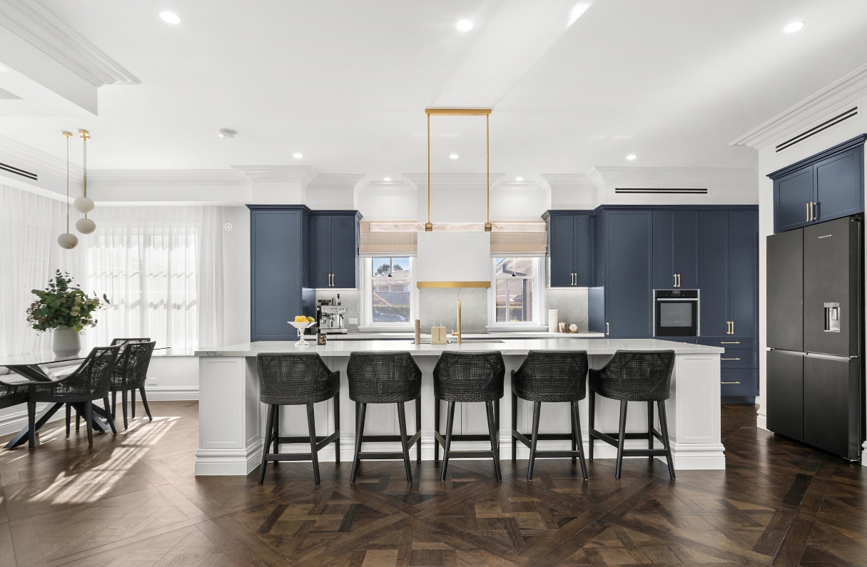 Serene Sea and Sky Inspired Interior with Crafted Floors