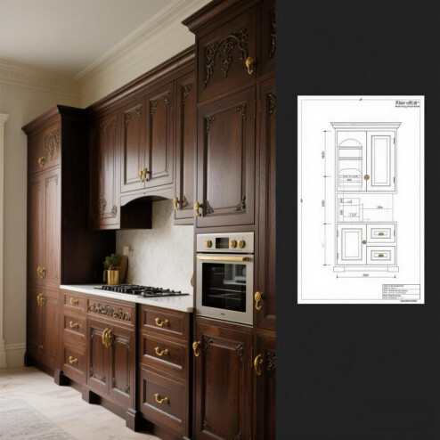 Retro-Romantic Cabinets for French Client: Timeless Elegance Meets Functional Design