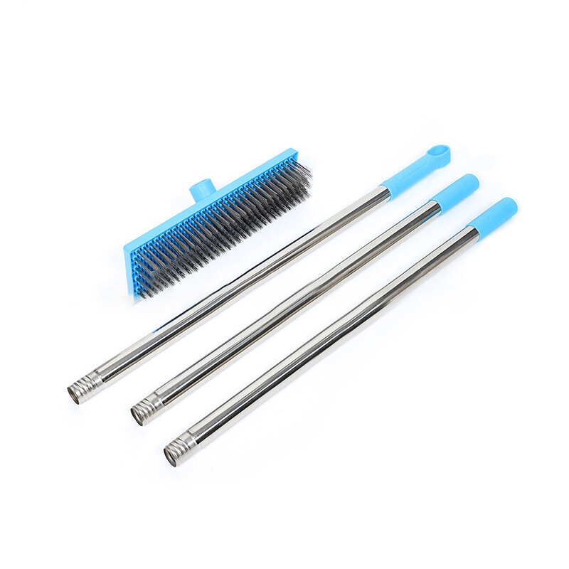 Cross-border new long handle stainless steel wire floor brush three rods clean brush patio pavement sink to remove moss dirt