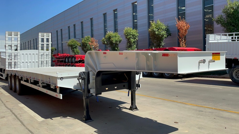 heavy duty lowbed Trailer for sale/4 axle lowbed semi Trailer/lowbed Trailer 100 tons manufacturer