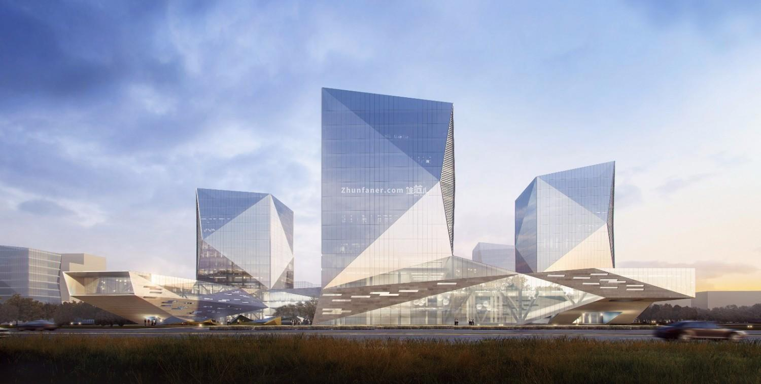 High-end office building curtain wall installation