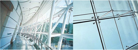 Point-supported glass curtain wall