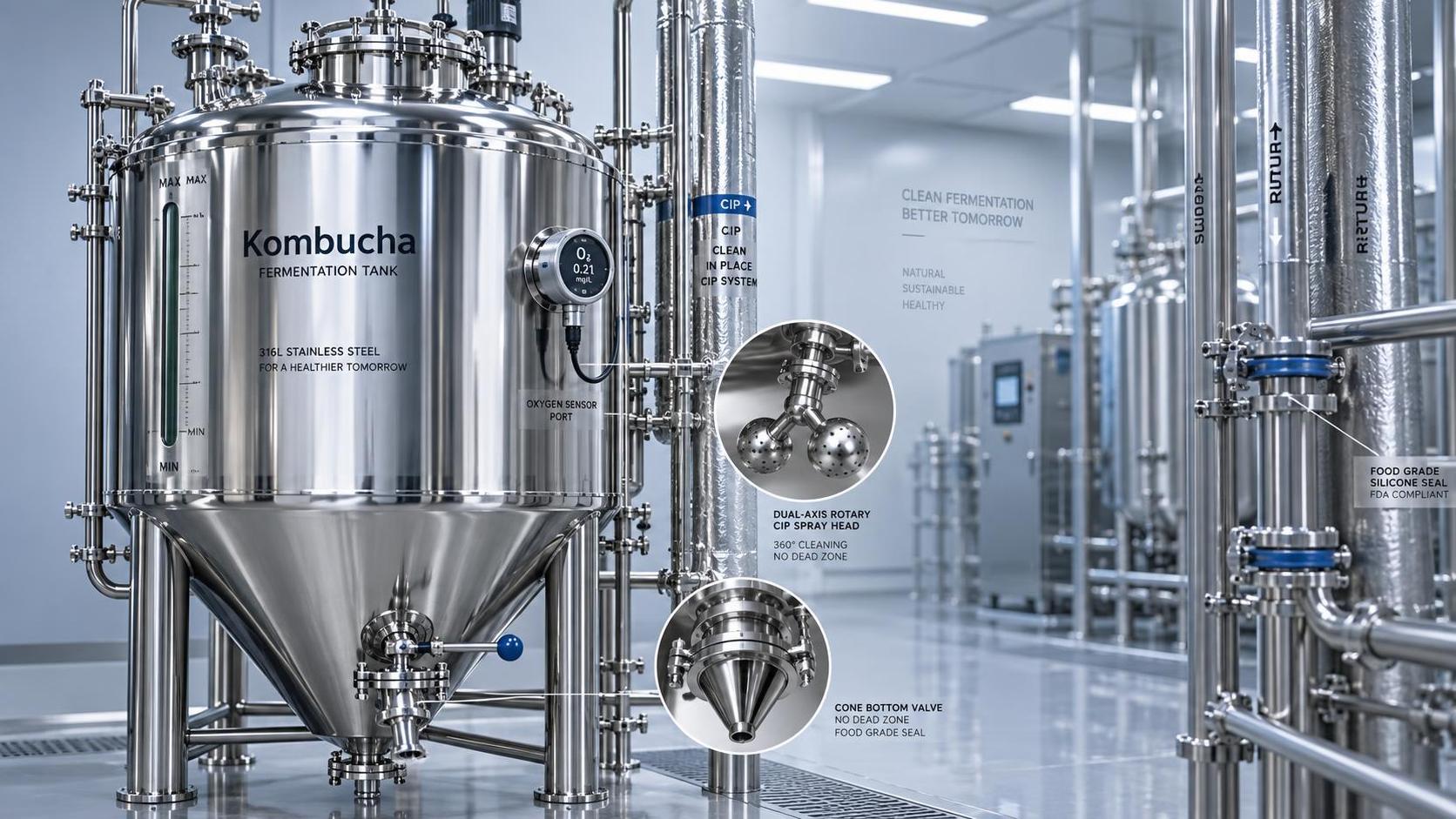Kombucha Brewing at Scale: Why Standard Beer Fermenters Fail — and What Material, CIP, and Oxygen Control Features Your Kombucha Equipment Must Have