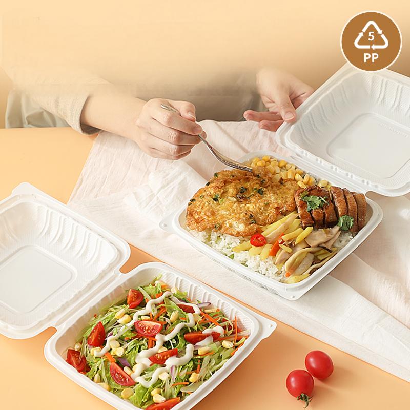 Environmental protection Corn Starch PP Takeout Container Plastic Hinged