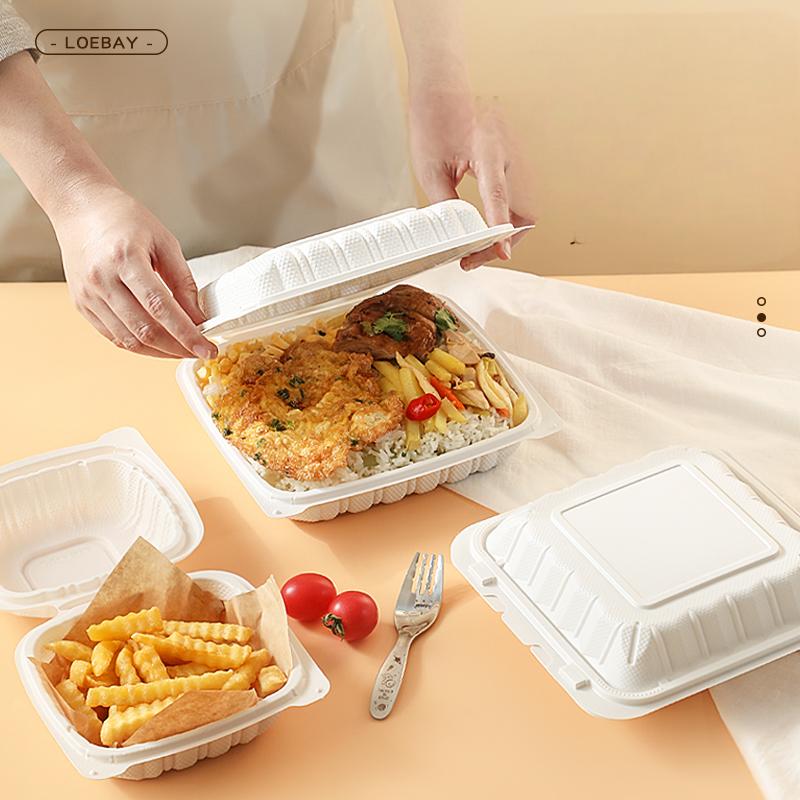 Environmental protection Corn Starch PP Takeout Container Plastic Hinged