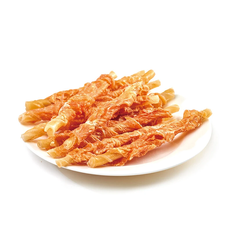 Chicken Jerky with Rawhide Twisted Stick