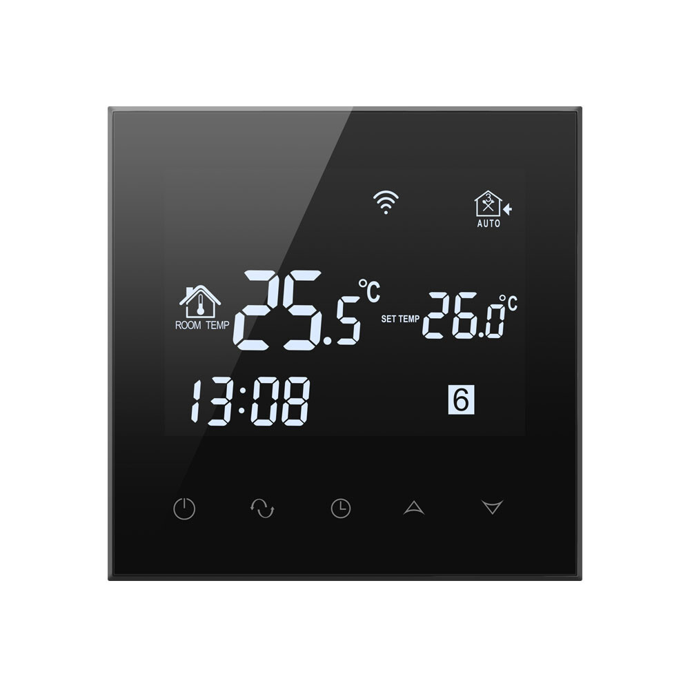 Black Glass Screen Programmable Floor Heat Thermostat TGT70