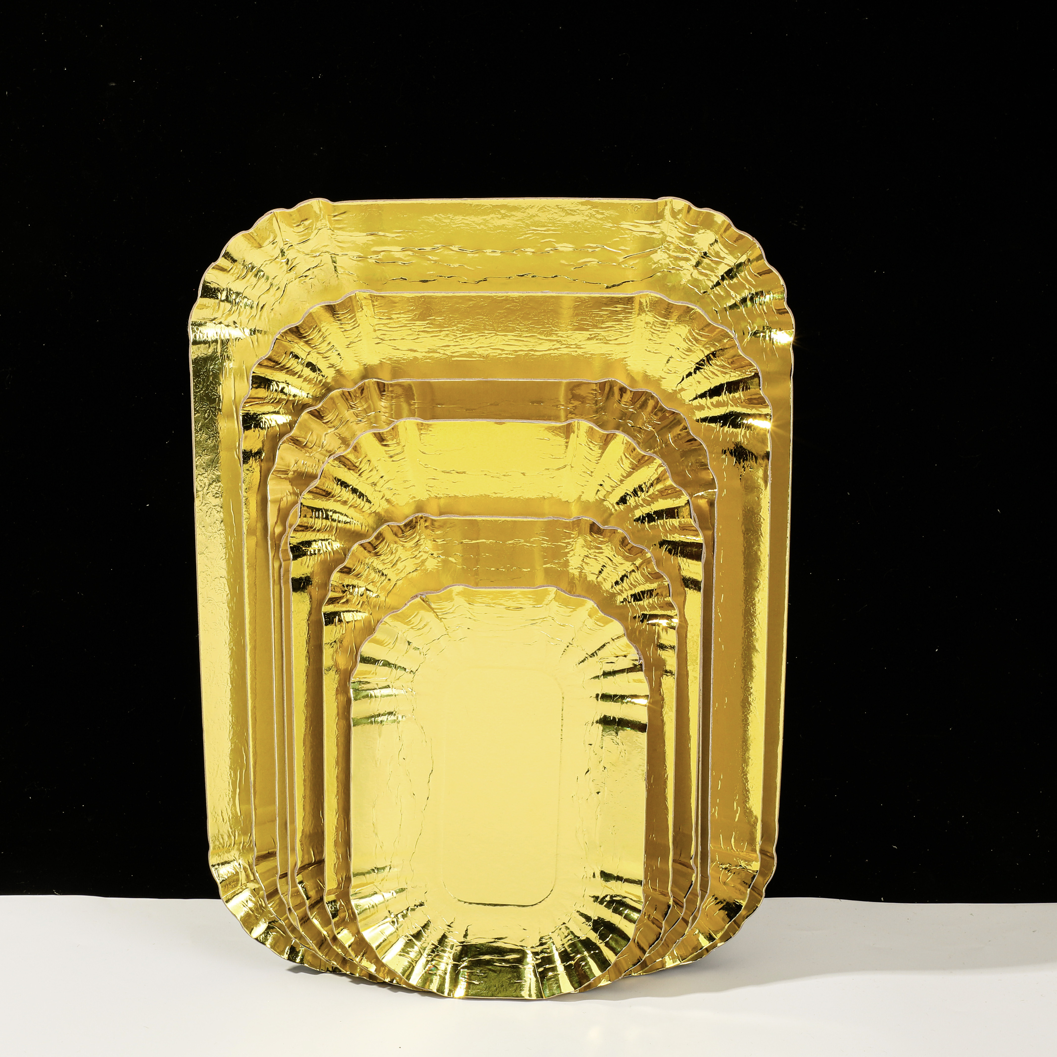 Premium Gold Square Paper Plates - 1.5mm Thick & Multi-Size Options