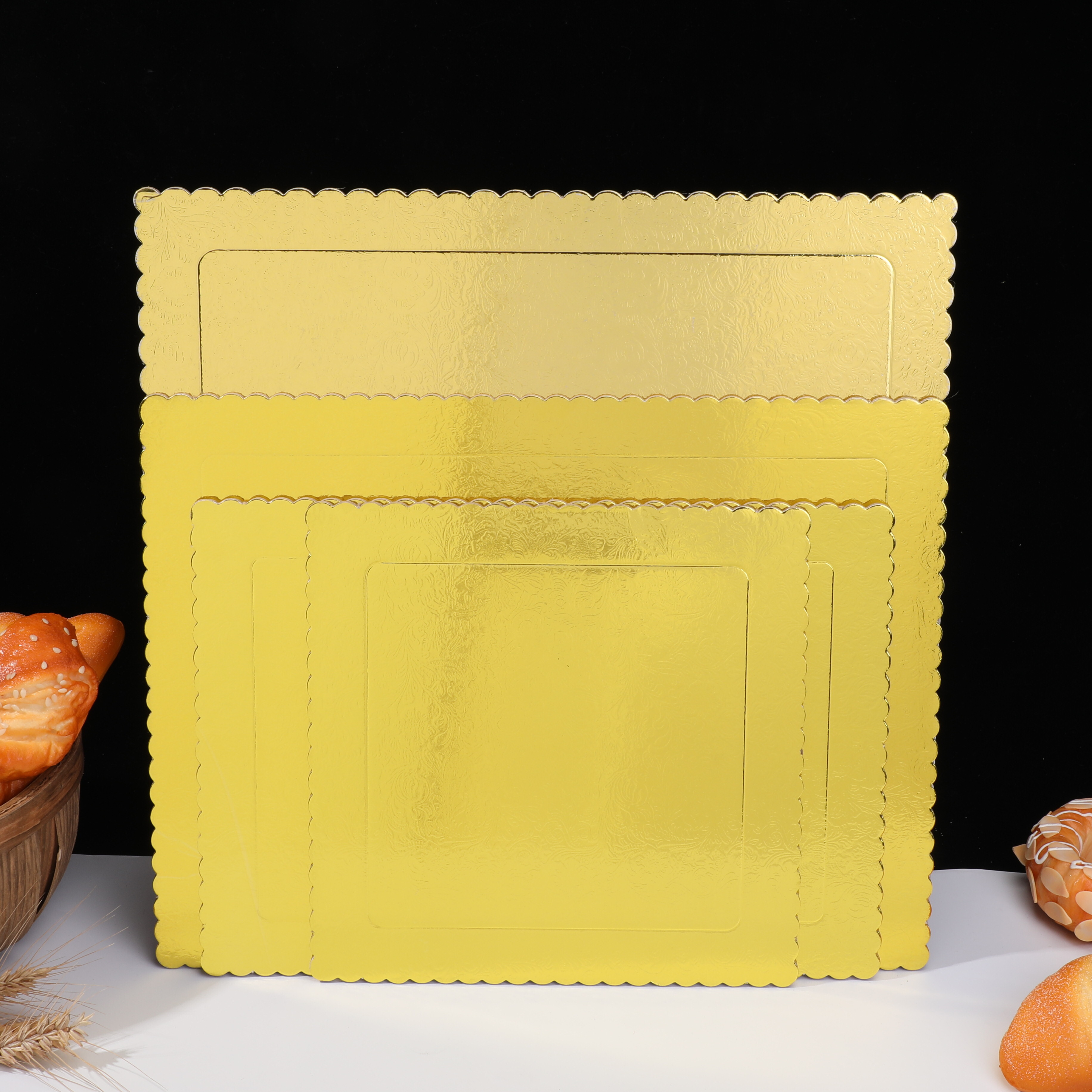 3mm Thick Gold Square Lace Cake Base Stand