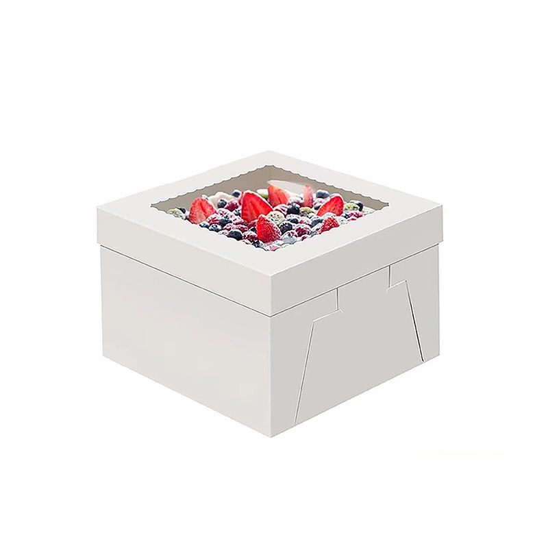 White Square Cake Box with Transparent Window