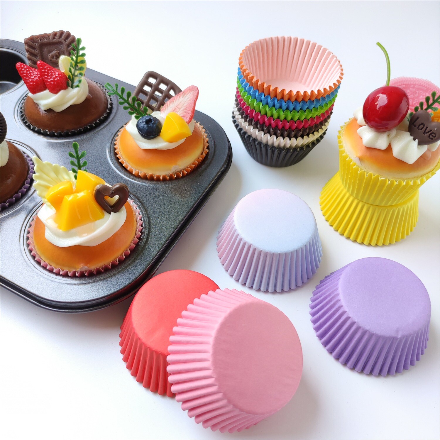 Colorful Cake Baking Cups - 100pcs