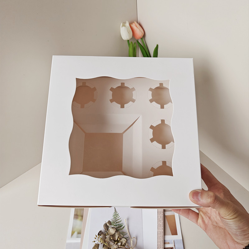 Windowed Cupcake Box - Premium White Cardstock Cake Packaging
