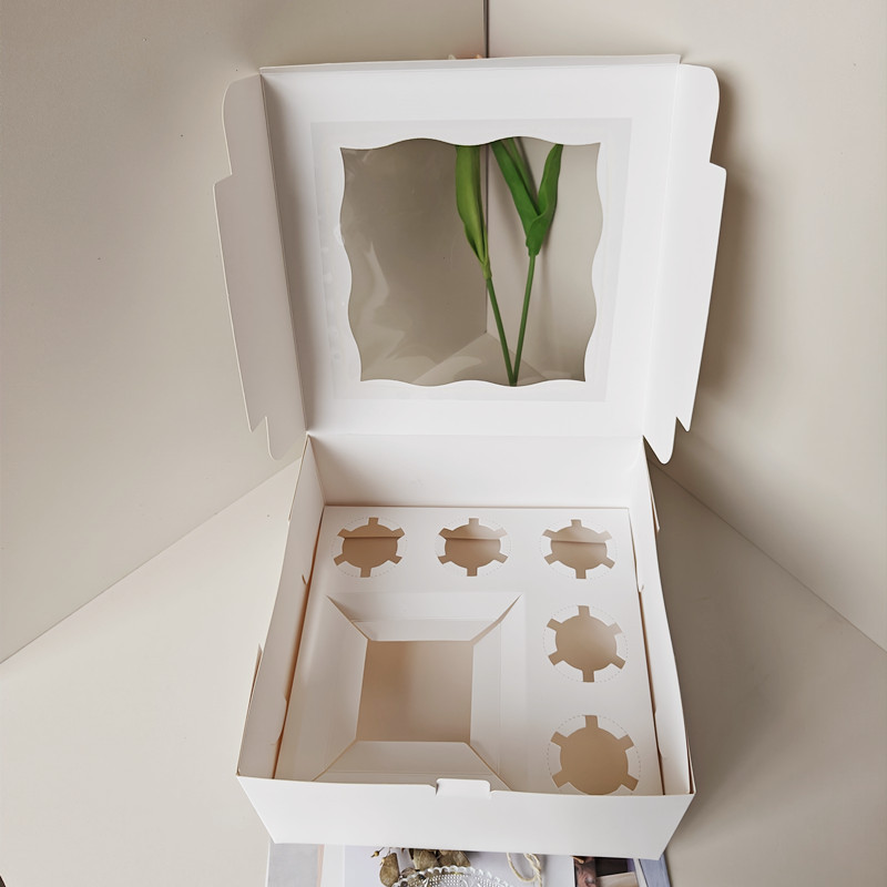 Windowed Cupcake Box - Premium White Cardstock Cake Packaging