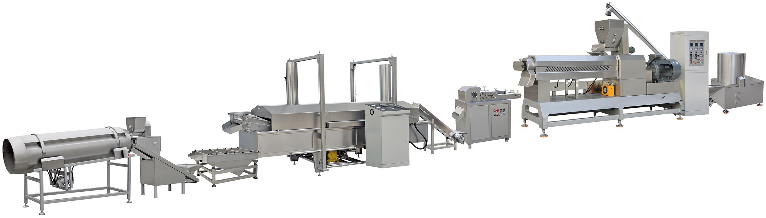 Doritos, rice crackers, salads, and Cheetos production lines