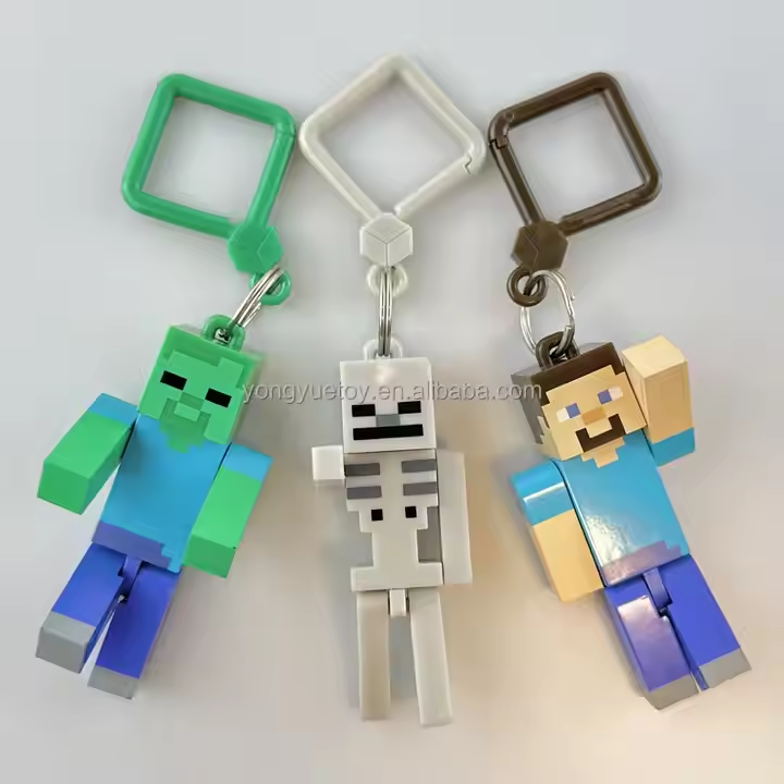 Custom Only 3D PVC Movie MC My World Movable Joint Keychain Plastic Resort Game Character Mini Figure Key Chain