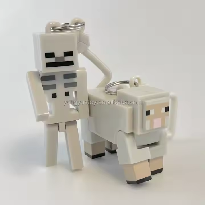 Custom Only 3D PVC Movie MC My World Movable Joint Keychain Plastic Resort Game Character Mini Figure Key Chain