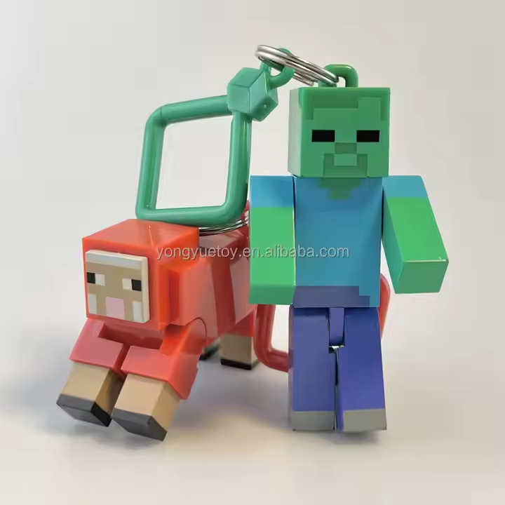 Custom Only 3D PVC Movie MC My World Movable Joint Keychain Plastic Resort Game Character Mini Figure Key Chain